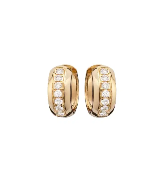 14kt gold huggie earrings with diamonds