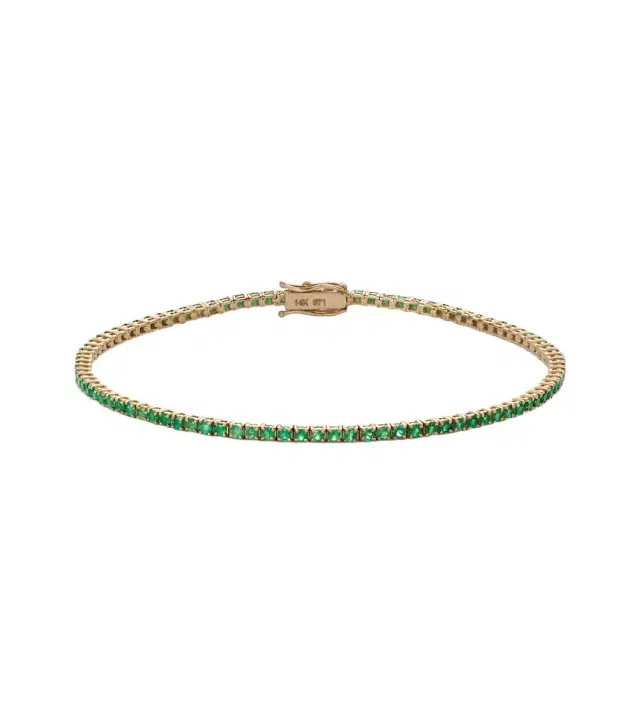 Tennis 14kt gold bracelet with emerald
