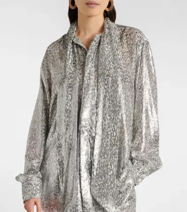 Stella McCartney Leopard-print scarf-detail lamé shirt | Thumbnail 4 Stella McCartney Leopard-print scarf-detail lamé shirt | Thumbnail 4