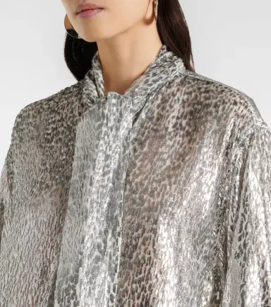 Stella McCartney Leopard-print scarf-detail lamé shirt | Thumbnail 6 Stella McCartney Leopard-print scarf-detail lamé shirt | Thumbnail 6