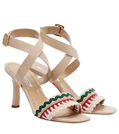Manolo Blahnik Mabeco 90 embroidered leather sandals | Thumbnail 1 Manolo Blahnik Mabeco 90 embroidered leather sandals | Thumbnail 1