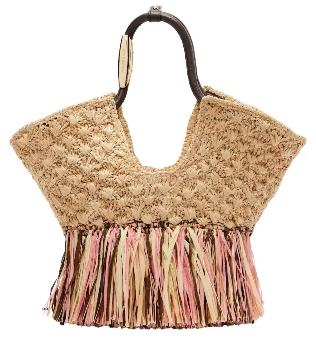 Goldentime Small raffia tote bag