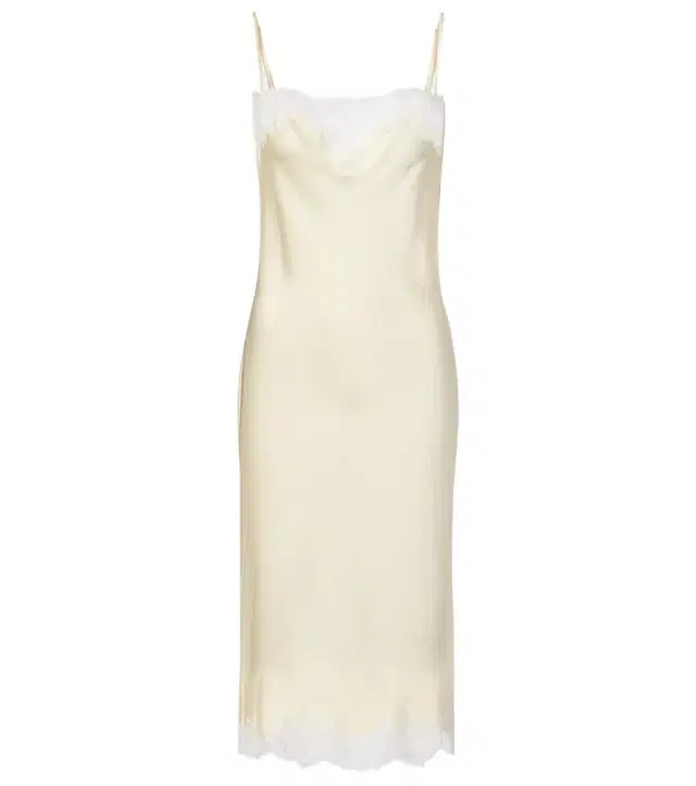 Lace-trimmed satin slip dress