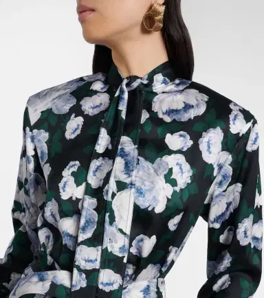 Stella McCartney Floral tie-neck satin midi dress | Thumbnail 3