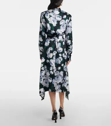 Stella McCartney Floral tie-neck satin midi dress | Thumbnail 4
