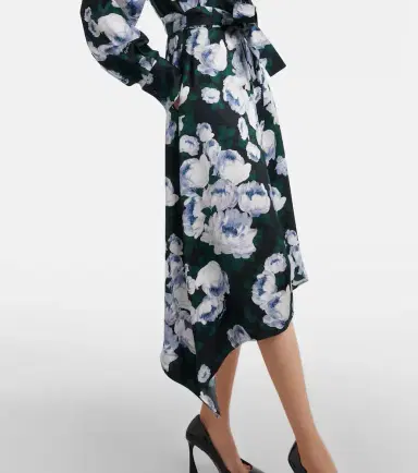 Stella McCartney Floral tie-neck satin midi dress | Thumbnail 5