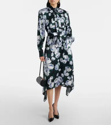 Stella McCartney Floral tie-neck satin midi dress | Thumbnail 6