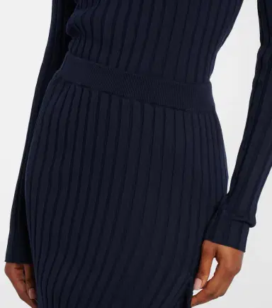 Stella McCartney Ribbed-knit ruffled cotton midi skirt | Thumbnail 3