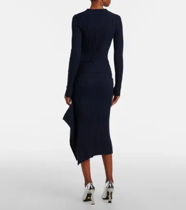Stella McCartney Ribbed-knit ruffled cotton midi skirt | Thumbnail 4