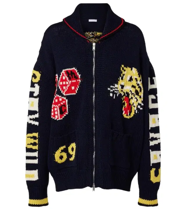 Stella McCartney Intarsia cotton zip-up cardigan
