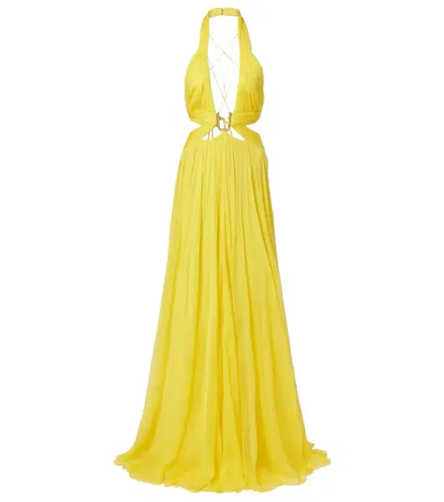 Cutout silk chiffon gown