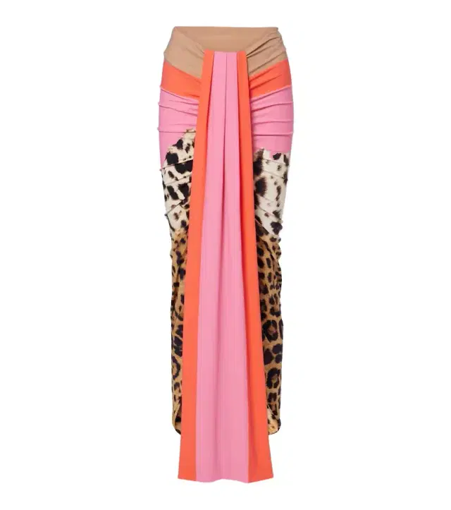 Roberto Cavalli Leopard-print asymmetric maxi skirt