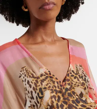 Roberto Cavalli Printed belted silk kaftan | Thumbnail 2