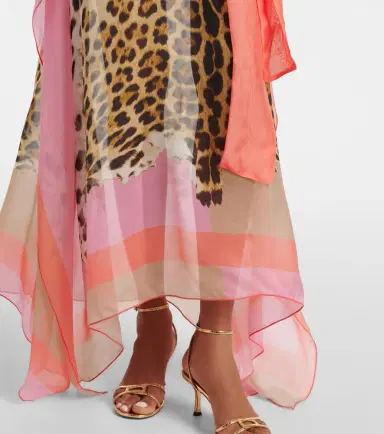 Roberto Cavalli Printed belted silk kaftan | Thumbnail 3