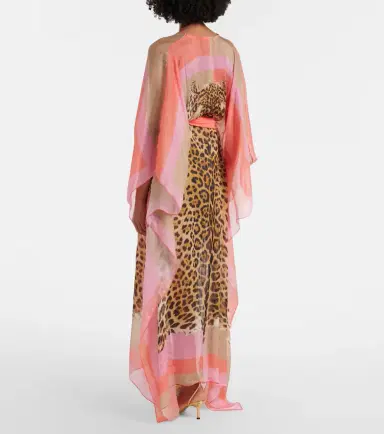 Roberto Cavalli Printed belted silk kaftan | Thumbnail 5