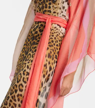 Roberto Cavalli Printed belted silk kaftan | Thumbnail 6