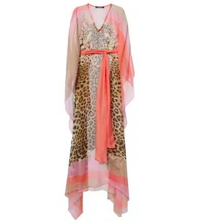 Roberto Cavalli Printed belted silk kaftan | Thumbnail 1