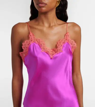 Roberto Cavalli Lace-trimmed silk slip dress | Thumbnail 3