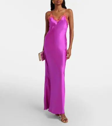 Roberto Cavalli Lace-trimmed silk slip dress | Thumbnail 4