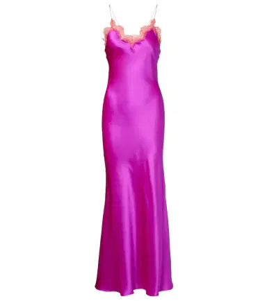 Roberto Cavalli Lace-trimmed silk slip dress | Thumbnail 1