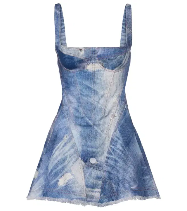 Faded denim minidress