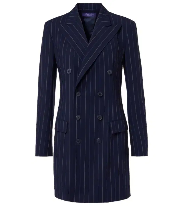 Ralph Lauren Collection Striped double-breasted wool blazer dress