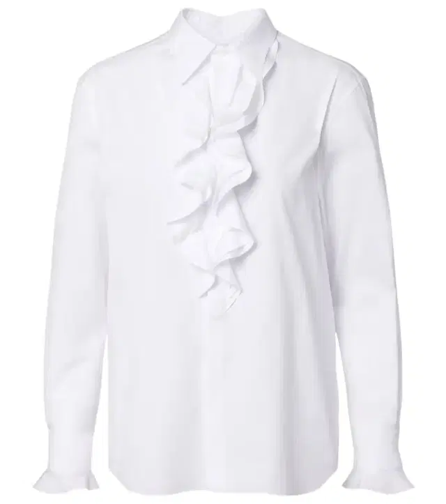 Ruffled cotton poplin shirt