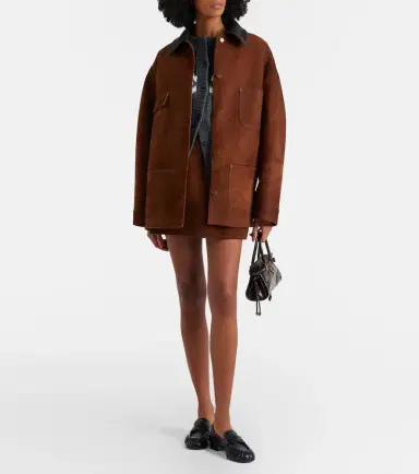 Prada Leather-trimmed suede field jacket | Thumbnail 2