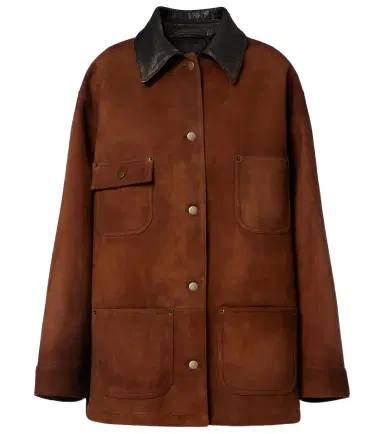 Prada Leather-trimmed suede field jacket | Thumbnail 1