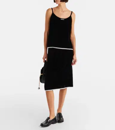 Prada Lace-trimmed velvet midi skirt | Thumbnail 2 Prada Lace-trimmed velvet midi skirt | Thumbnail 2