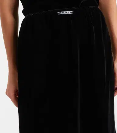 Prada Lace-trimmed velvet midi skirt | Thumbnail 3 Prada Lace-trimmed velvet midi skirt | Thumbnail 3