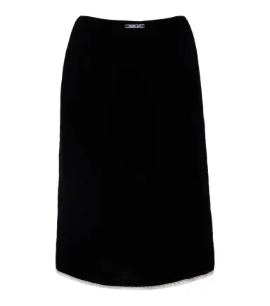 Prada Lace-trimmed velvet midi skirt | Thumbnail 1 Prada Lace-trimmed velvet midi skirt | Thumbnail 1