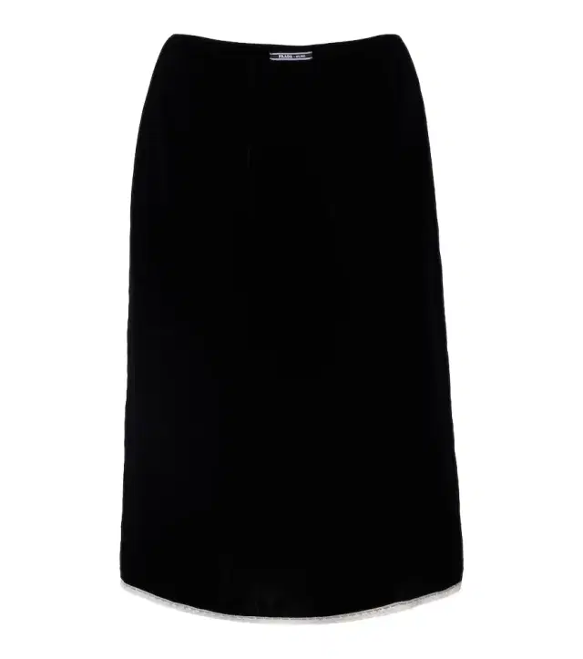 Prada Lace-trimmed velvet midi skirt