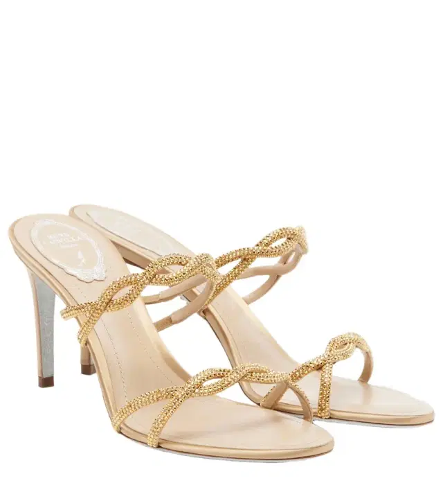 Rene Caovilla Braid crystal-embellished satin sandals