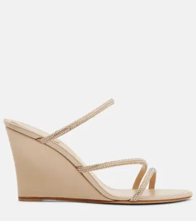 René Caovilla Crystal-embellished satin wedges | Thumbnail 2