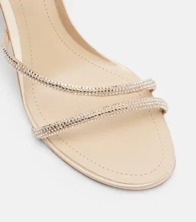 René Caovilla Crystal-embellished satin wedges | Thumbnail 3
