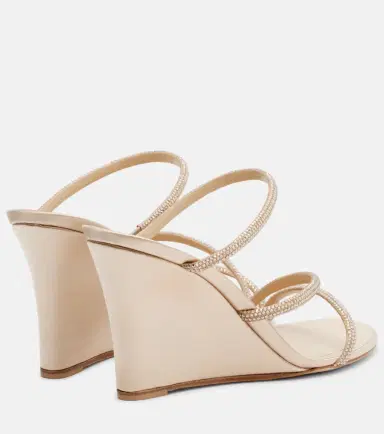 René Caovilla Crystal-embellished satin wedges | Thumbnail 4