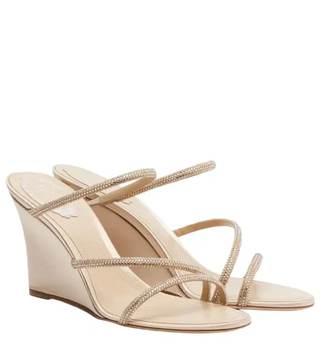 Rene Caovilla Crystal-embellished satin wedges