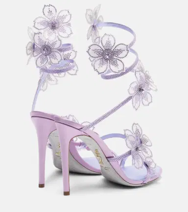 René Caovilla Floriane floral-appliqué satin sandals | Thumbnail 4 René Caovilla Floriane floral-appliqué satin sandals | Thumbnail 4