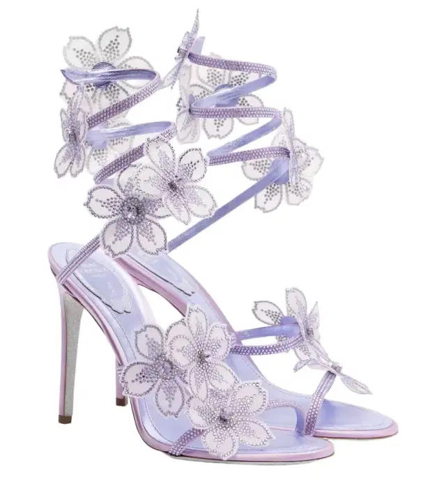 Floriane floral-appliqué satin sandals