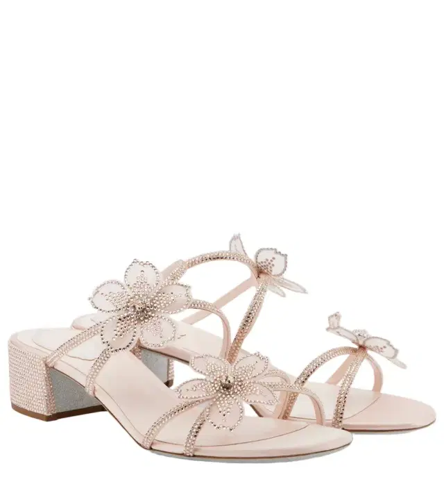 Rene Caovilla Floriane embellished satin sandals