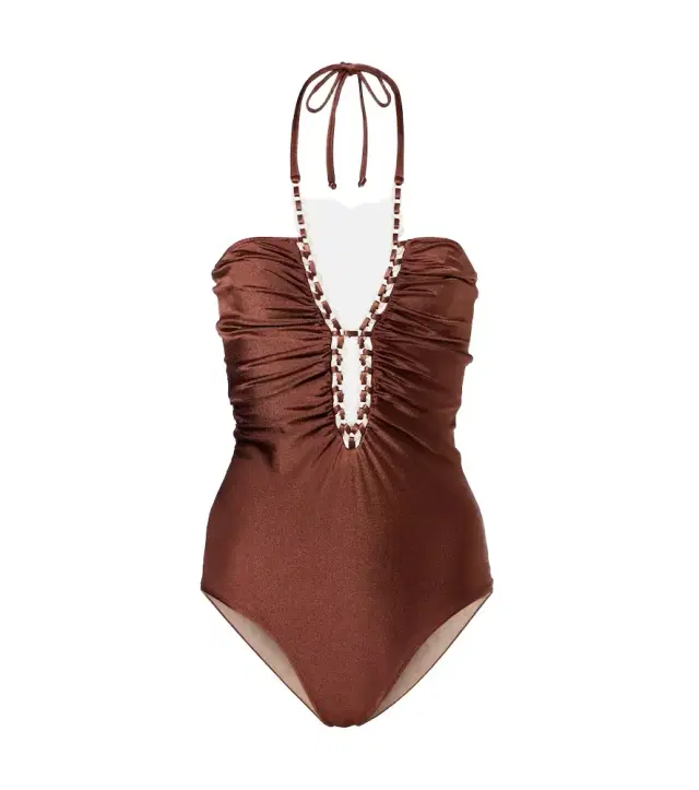 ADRIANA DEGREAS Solid Chain halterneck swimsuit