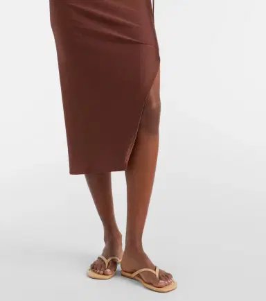 ADRIANA DEGREAS Solid Ruched gathered midi skirt | Thumbnail 2