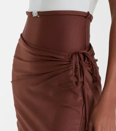 ADRIANA DEGREAS Solid Ruched gathered midi skirt | Thumbnail 4