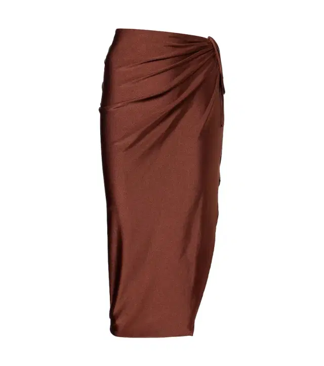 ADRIANA DEGREAS Solid Ruched gathered midi skirt