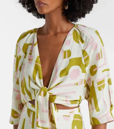 ADRIANA DEGREAS Balearic printed crop top | Thumbnail 4