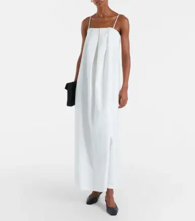 ADRIANA DEGREAS Solid Voluminous draped cotton maxi dress | Thumbnail 4
