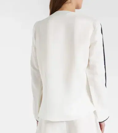 ADRIANA DEGREAS Bicolor linen-blend top | Thumbnail 4