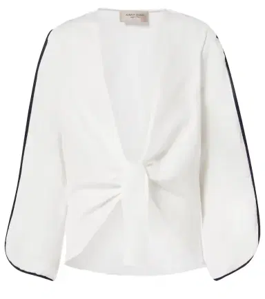 ADRIANA DEGREAS Bicolor linen-blend top | Thumbnail 1