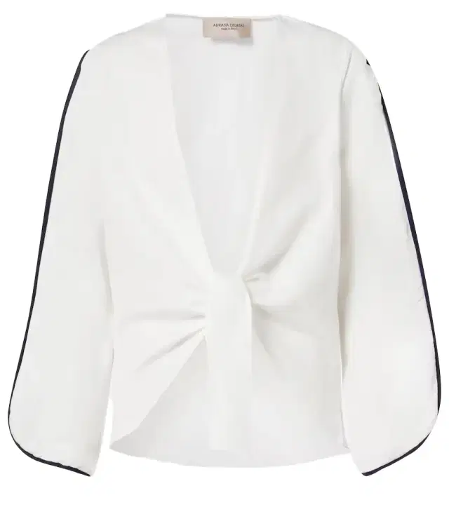 ADRIANA DEGREAS Bicolor linen-blend top
